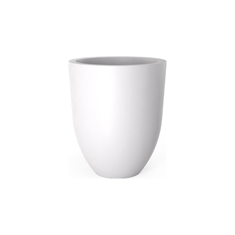 Valencia tapered round fiberglass planter in Matte Bright White