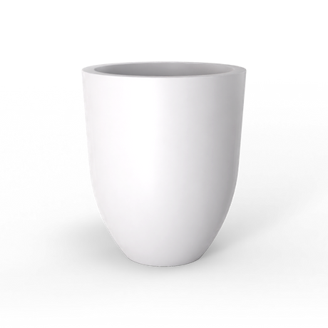 Valencia tapered round fiberglass planter in Matte Bright White, studio render