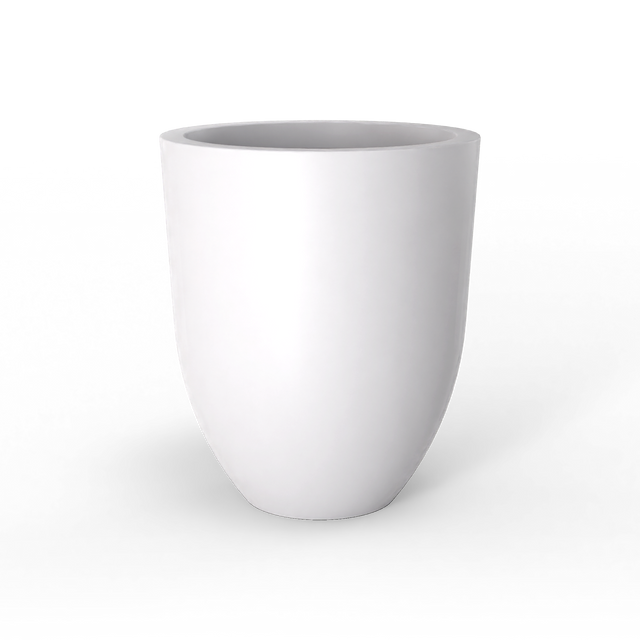 Valencia tapered round fiberglass planter in Matte Bright White, studio render
