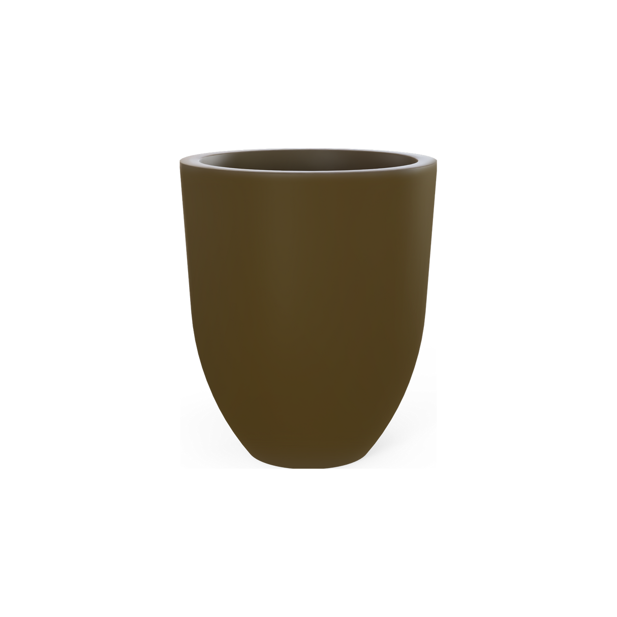Valencia tapered round fiberglass planter in Matte Bronze