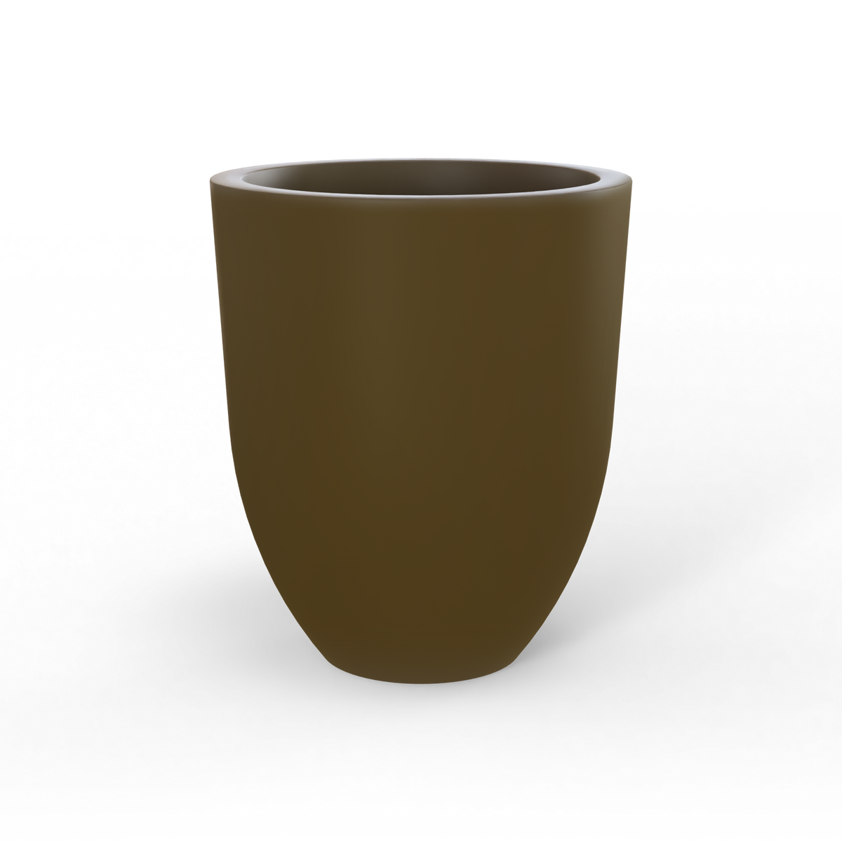 Valencia tapered round fiberglass planter in Matte Bronze, studio render