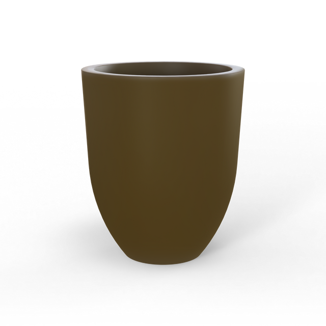 Valencia tapered round fiberglass planter in Matte Bronze, studio render