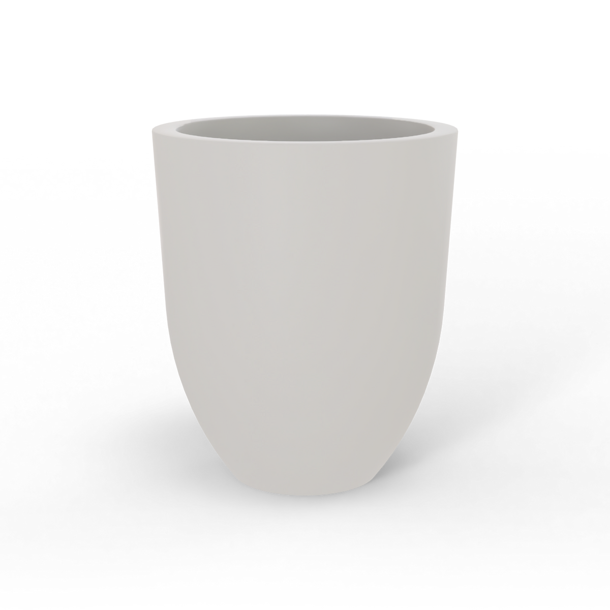 Valencia tapered round fiberglass planter in Matte Cement Grey, studio render