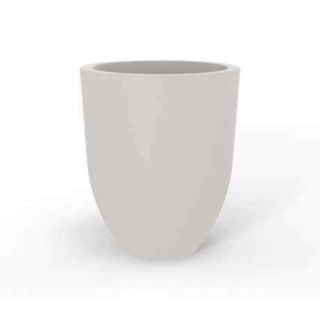 Valencia tapered round fiberglass planter in Matte Cement Grey, studio render