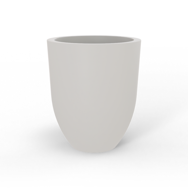 Valencia tapered round fiberglass planter in Matte Cement Grey, studio render