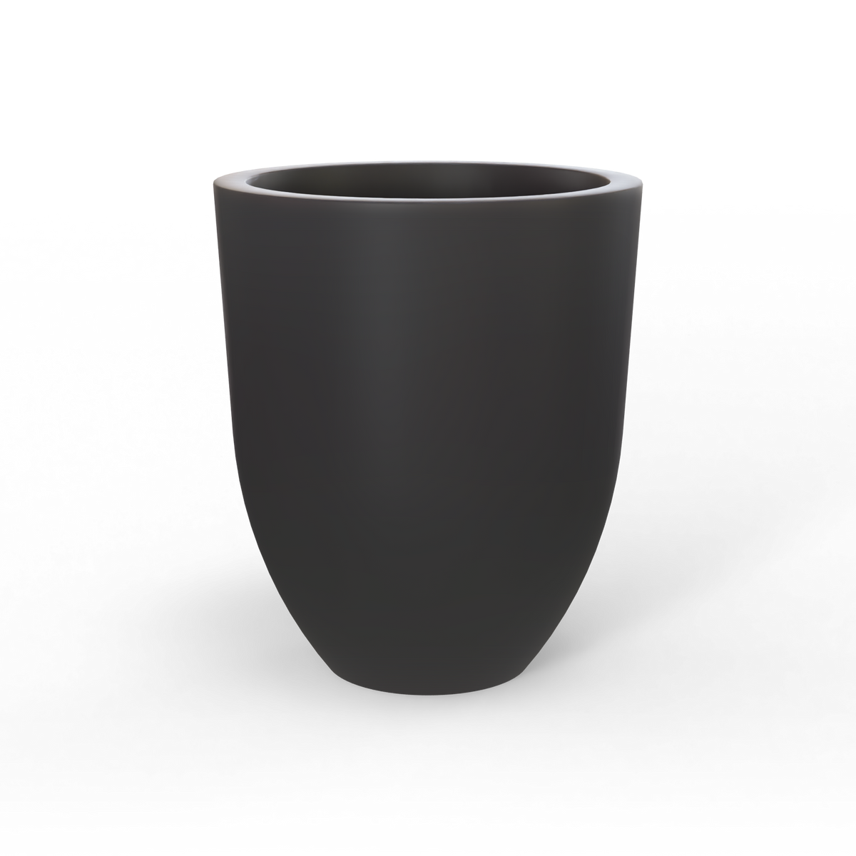 Valencia tapered round fiberglass planter in Matte Charcoal, studio render