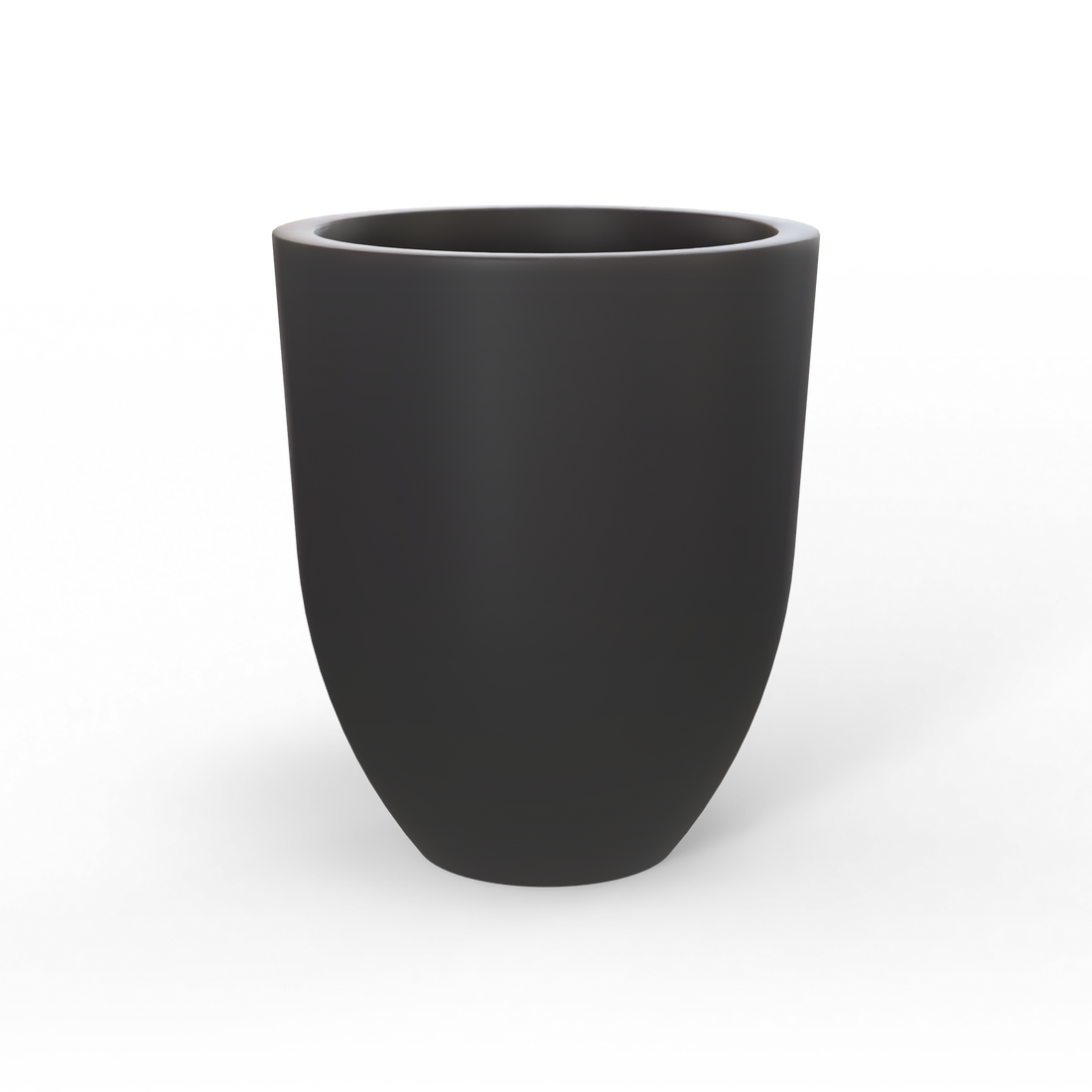Valencia tapered round fiberglass planter in Matte Charcoal, studio render