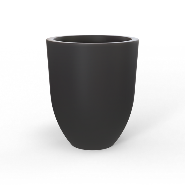 Valencia tapered round fiberglass planter in Matte Charcoal, studio render