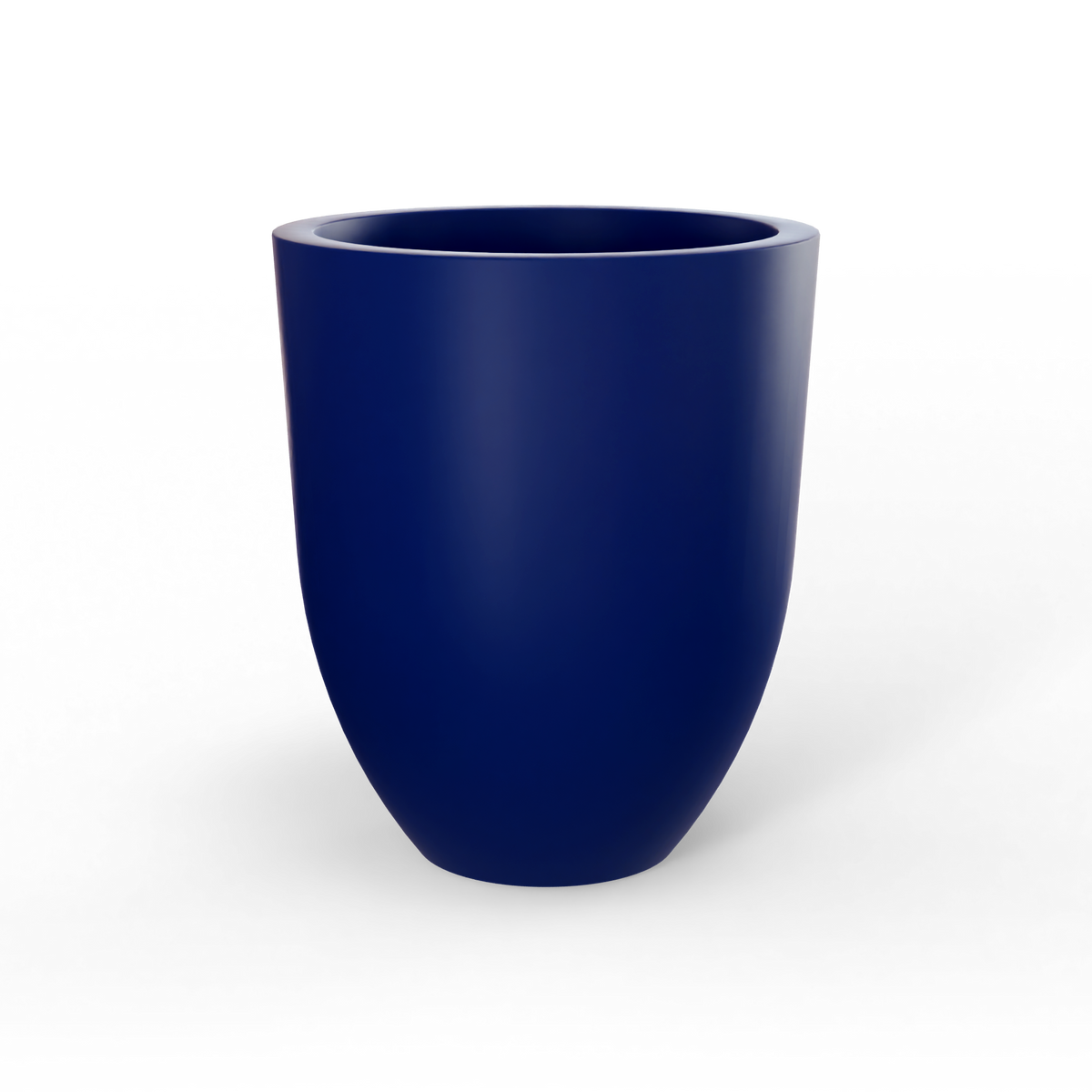 Valencia tapered round fiberglass planter in Matte Cobalt Blue, studio render