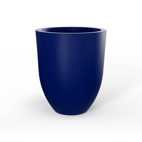 Valencia tapered round fiberglass planter in Matte Cobalt Blue, studio render
