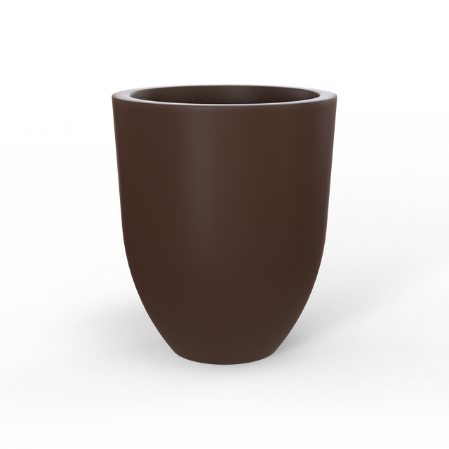 Valencia tapered round fiberglass planter in Matte Dark Brown, studio render