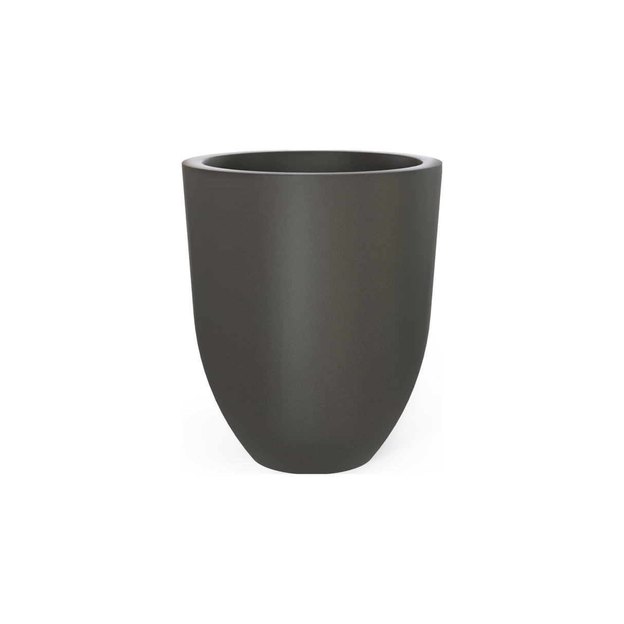 Valencia tapered round fiberglass planter in Matte Gunmetal