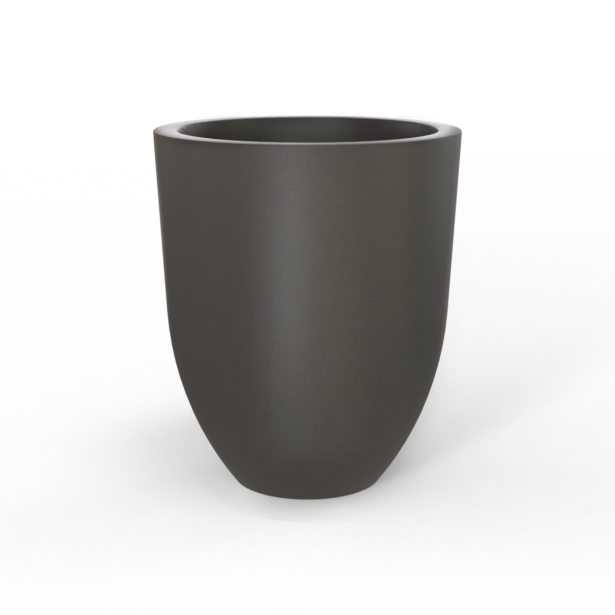 Valencia tapered round fiberglass planter in Matte Gunmetal, studio render