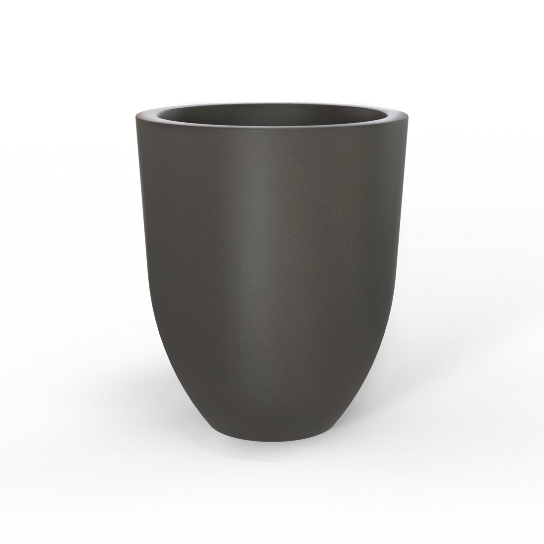 Valencia tapered round fiberglass planter in Matte Gunmetal, studio render