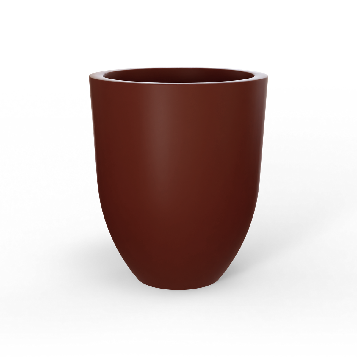 Valencia tapered round fiberglass planter in Matte Terra Cotta, studio render