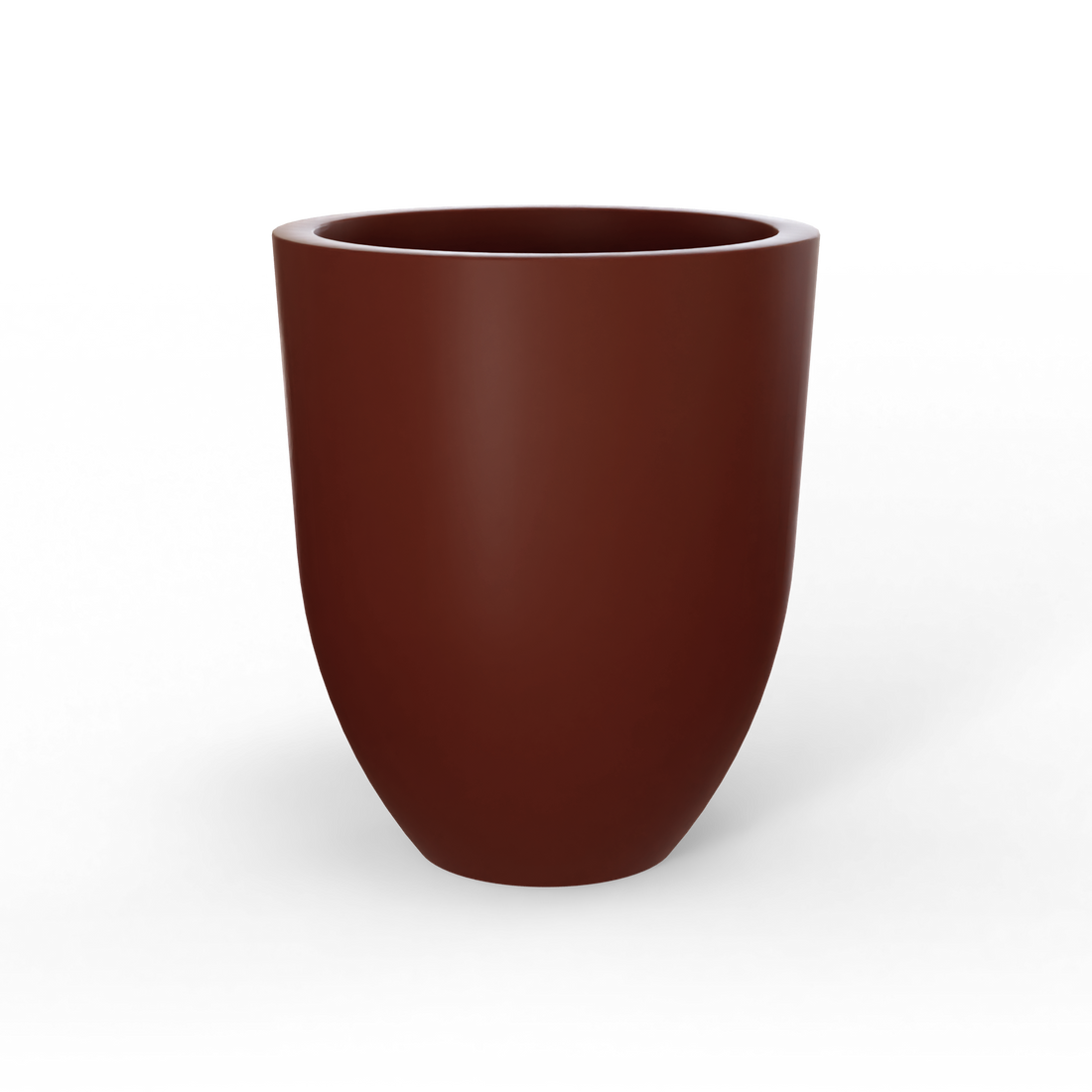 Valencia tapered round fiberglass planter in Matte Terra Cotta, studio render