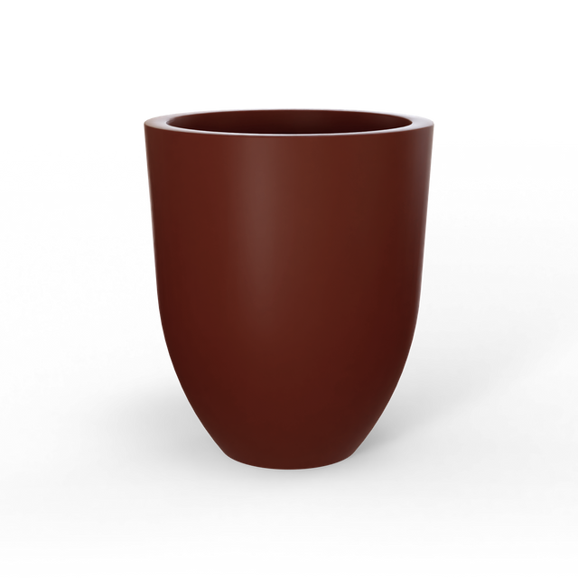 Valencia tapered round fiberglass planter in Matte Terra Cotta, studio render