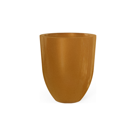 Valencia tapered round fiberglass planter in Metallic Bronze