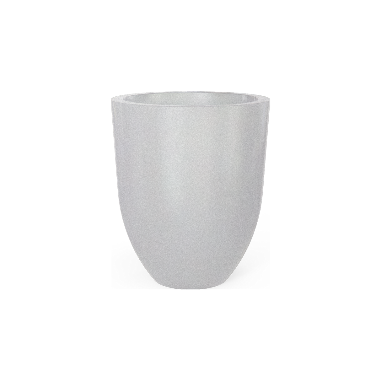 Valencia tapered round fiberglass planter in Metallic Silver