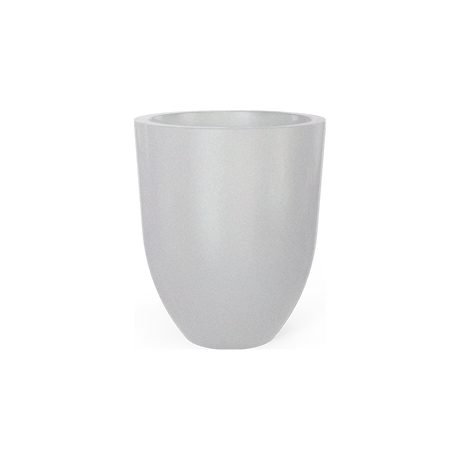 Valencia tapered round fiberglass planter in Metallic Silver