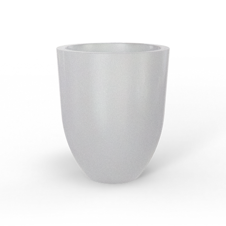 Valencia tapered round fiberglass planter in Metallic Silver, studio render