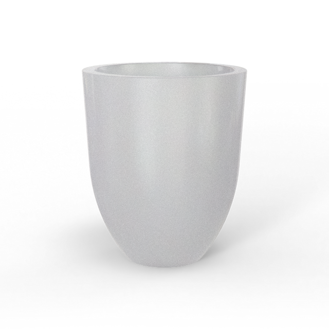 Valencia tapered round fiberglass planter in Metallic Silver, studio render