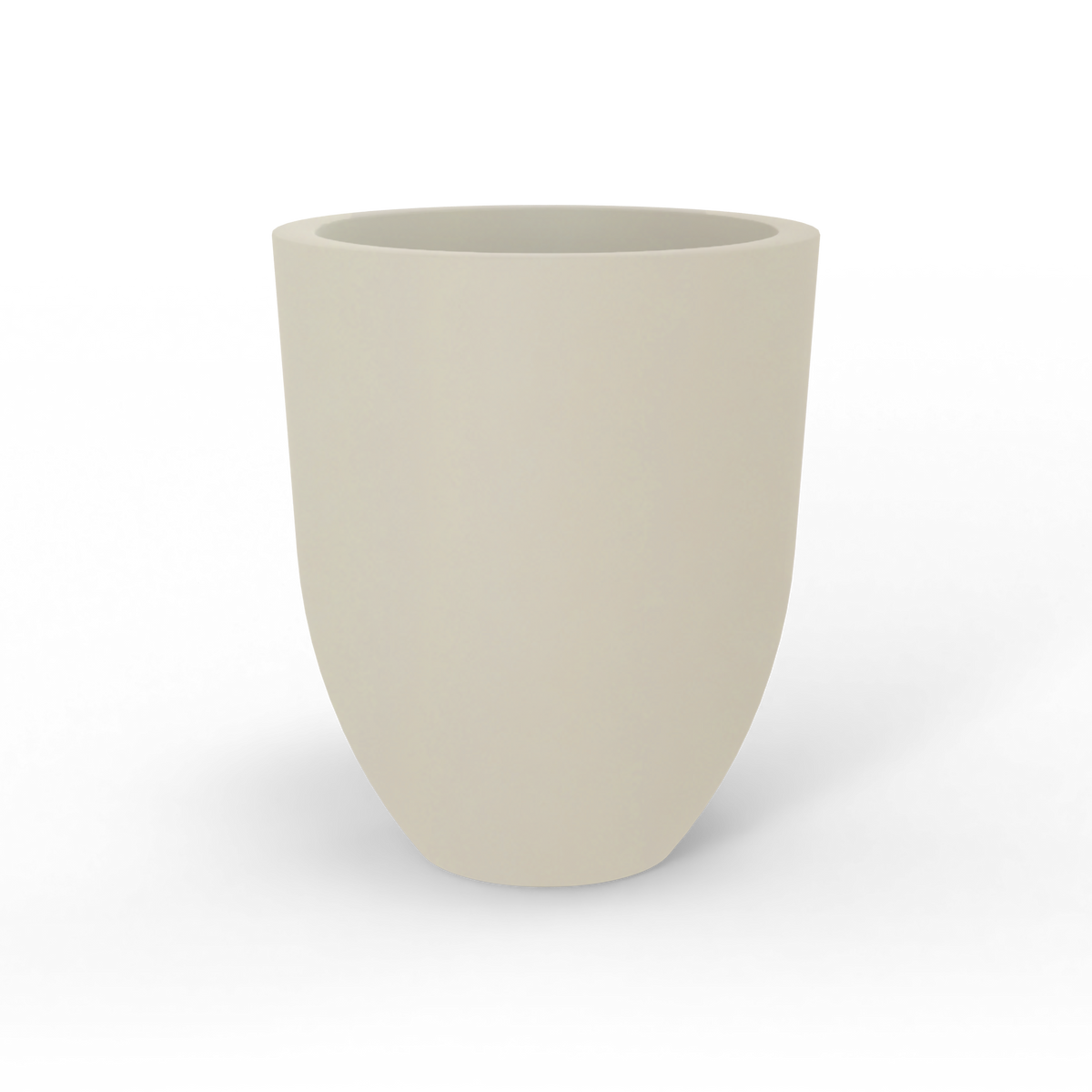 Valencia tapered round fiberglass planter in Satin Beige, studio render