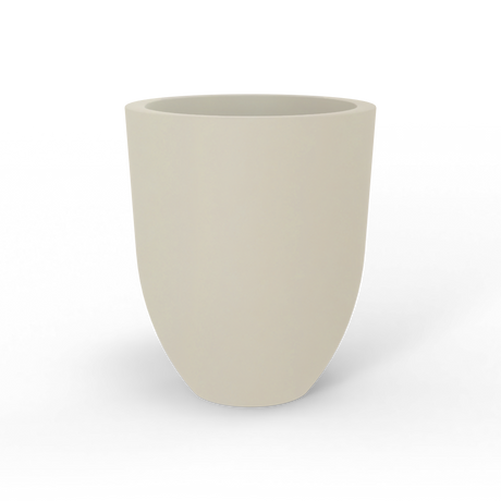 Valencia tapered round fiberglass planter in Satin Beige, studio render