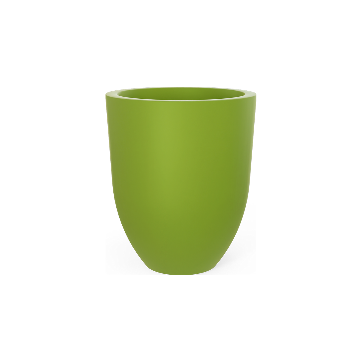 Valencia tapered round fiberglass planter in Satin Green