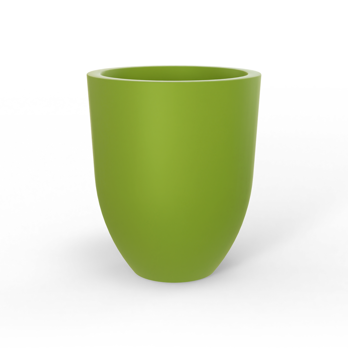Valencia tapered round fiberglass planter in Satin Green, studio render