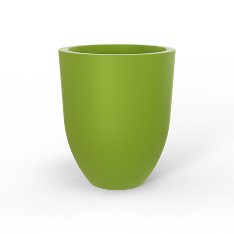 Valencia tapered round fiberglass planter in Satin Green, studio render