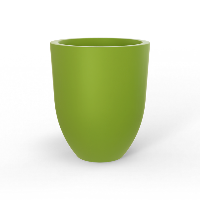 Valencia tapered round fiberglass planter in Satin Green, studio render