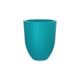 Valencia tapered round fiberglass planter in Satin Seafoam Green