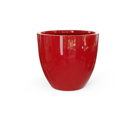 Wannsee round fiberglass planter in Gloss Red