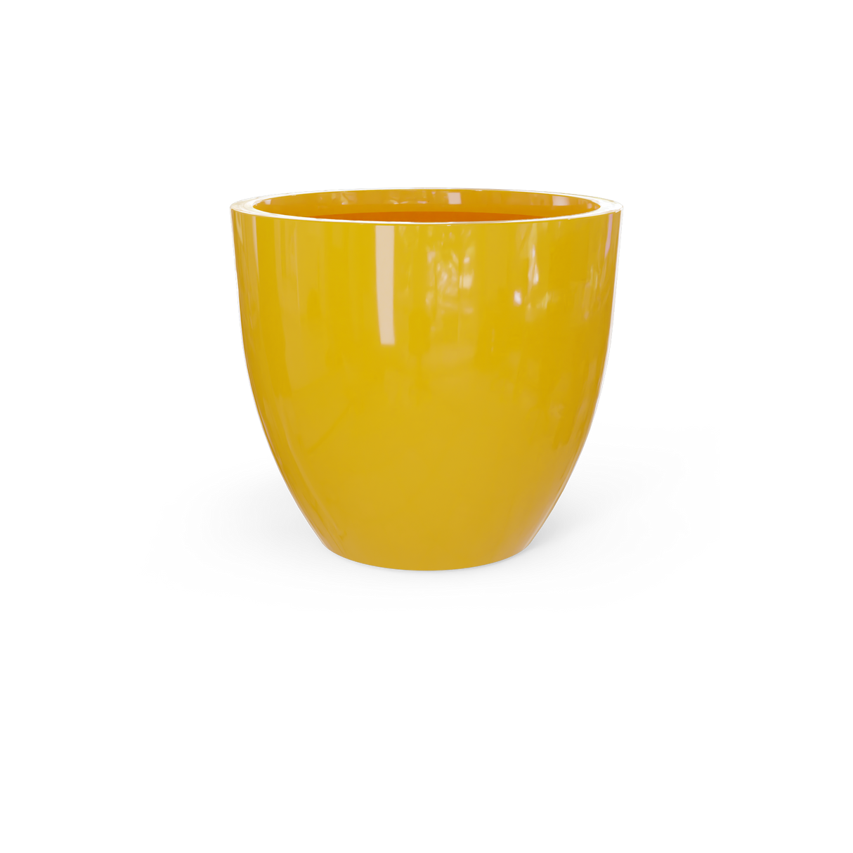 Wannsee round fiberglass planter in Gloss Saffron