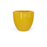 Wannsee round fiberglass planter in Gloss Saffron