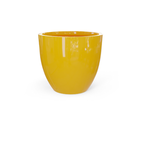 Wannsee round fiberglass planter in Gloss Saffron