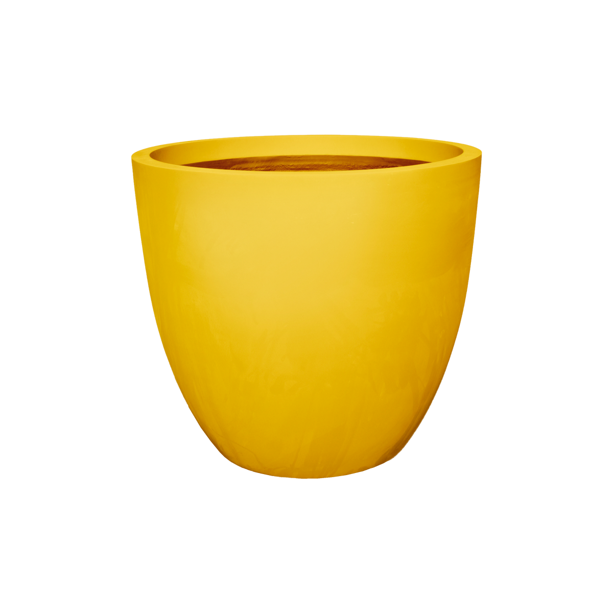 Wannsee round fiberglass planter in Gloss Saffron, studio render