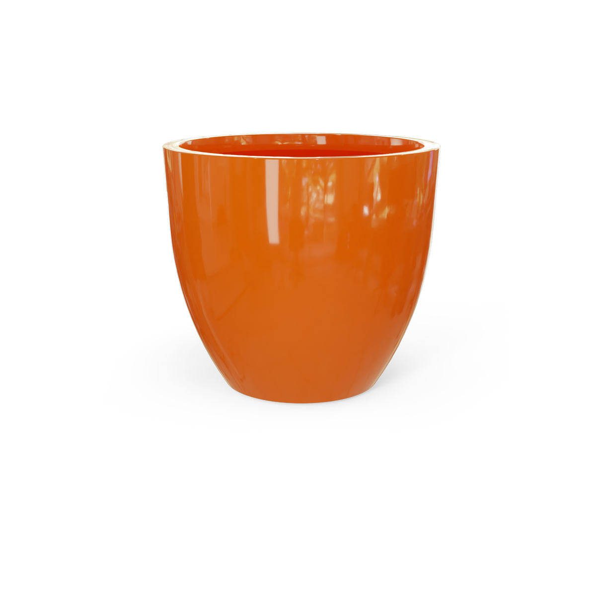 Wannsee round fiberglass planter in Gloss Tangerine