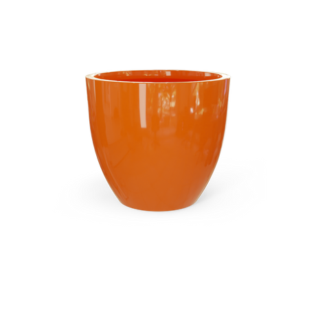 Wannsee round fiberglass planter in Gloss Tangerine