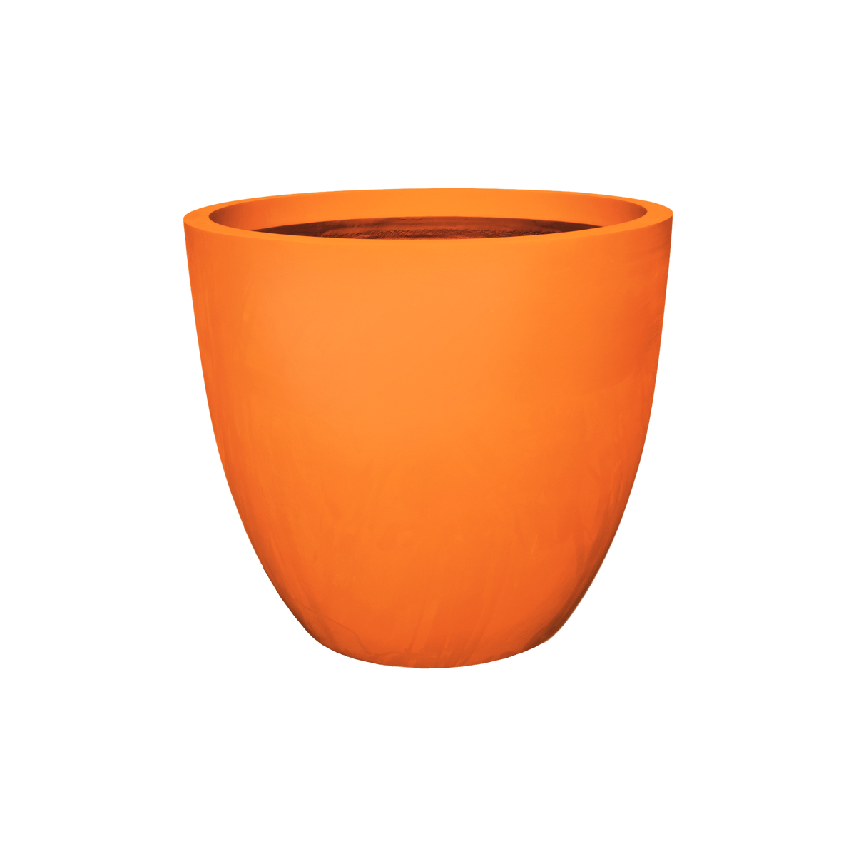 Wannsee round fiberglass planter in Gloss Tangerine, studio render