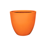 Wannsee round fiberglass planter in Gloss Tangerine, studio render