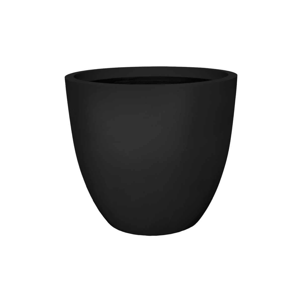 Wannsee round fiberglass planter in Matte Black, studio render