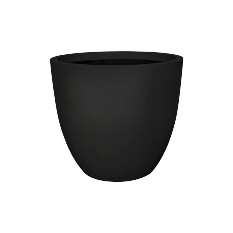 Wannsee round fiberglass planter in Matte Black, studio render