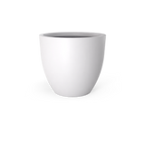 Wannsee round fiberglass planter in Matte Bright White