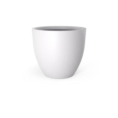 Wannsee round fiberglass planter in Matte Bright White