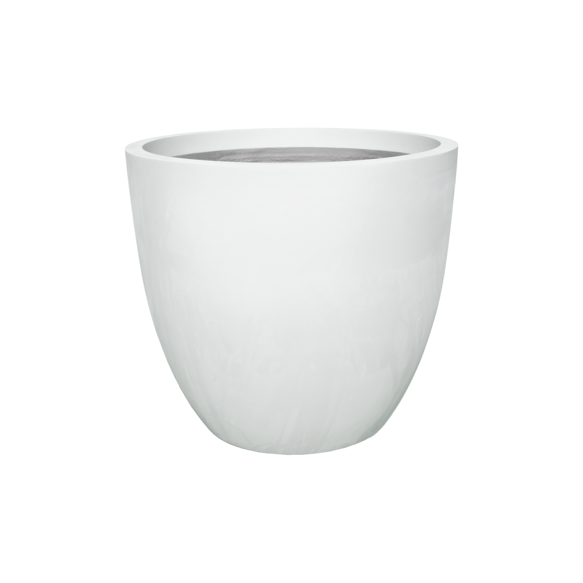 Wannsee round fiberglass planter in Matte Bright White, studio render