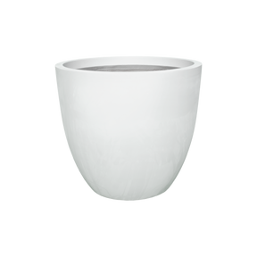 Wannsee round fiberglass planter in Matte Bright White, studio render