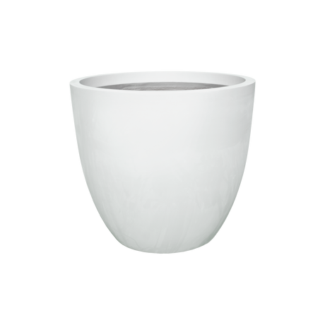 Wannsee round fiberglass planter in Matte Bright White, studio render