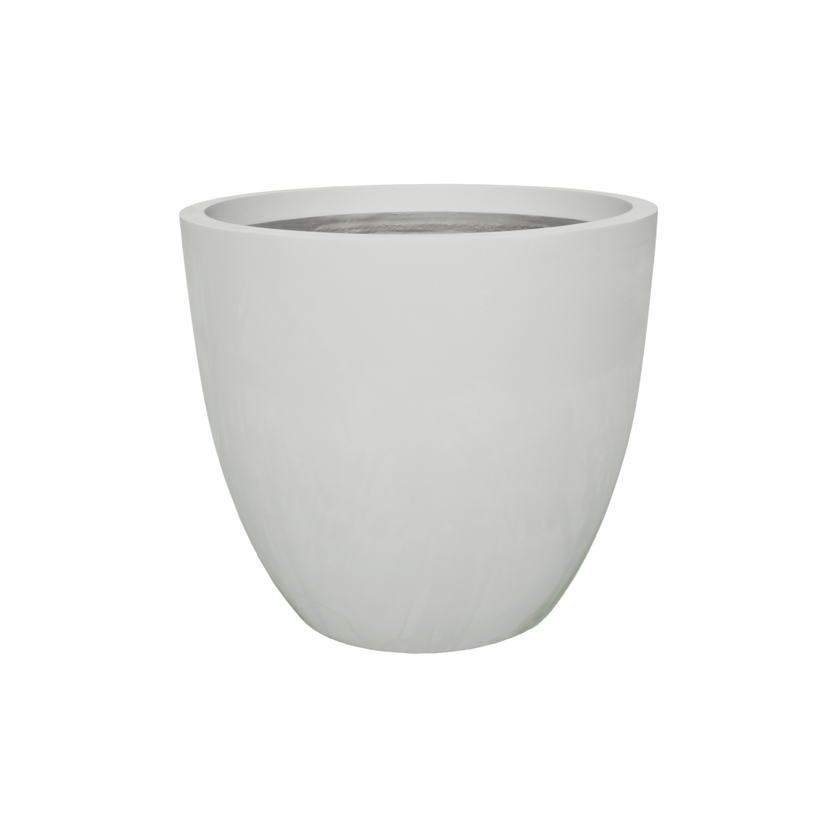 Wannsee round fiberglass planter in Matte Cement Grey, studio render